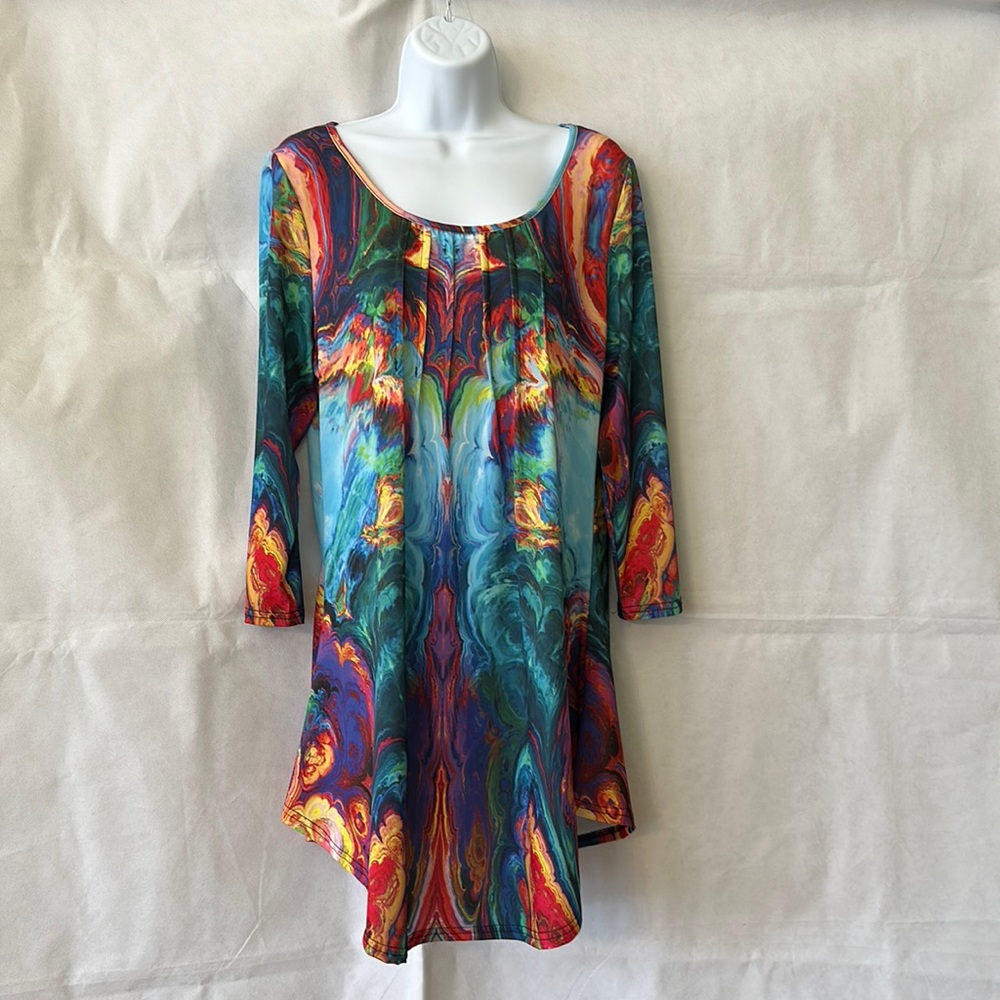 NWT Lily by Firmiana Fashions Colorful Pintuck Front Tunic